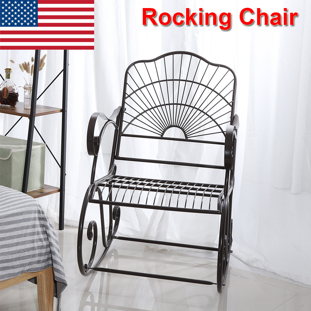 Coffee Rocking Chair Outdoor Patio Deck Furniture Porch Seat Iron Coffee Rocking Chair Outdoor Patio Deck
