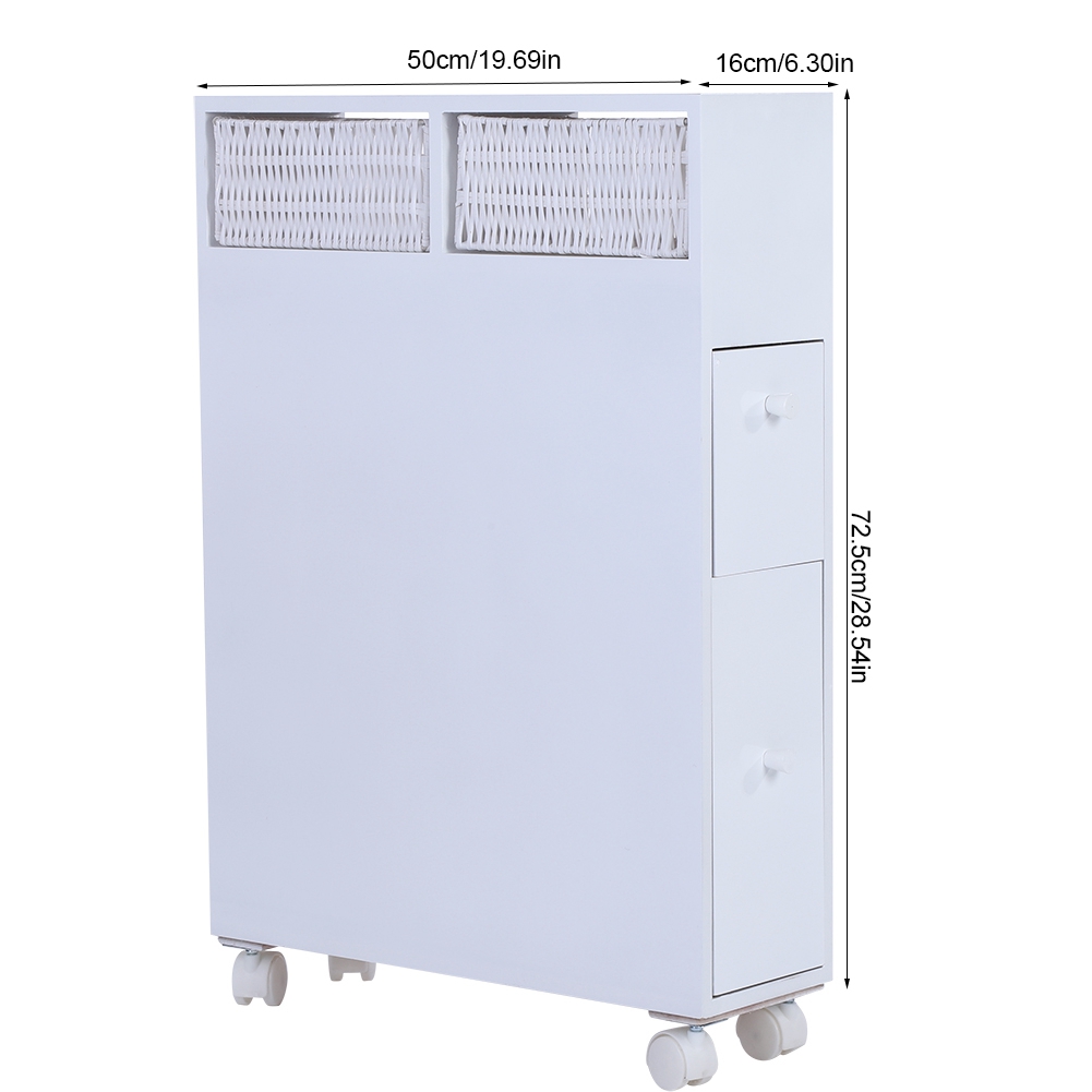 Badschrank Badezimmerschrank Hochschrank Badregal mit Rollen & 2