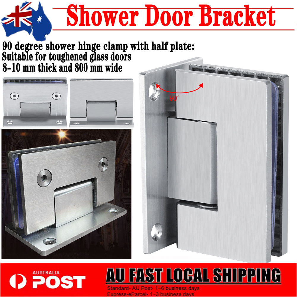 Details About 90 Bracket Frameless Wall To Glass Shower Door Hinge Mounted 8 10 Mm Au