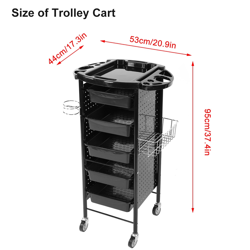 Beauty Spa Hairdresser Coloring Hair Salon Trolley Storage 6 Tier
