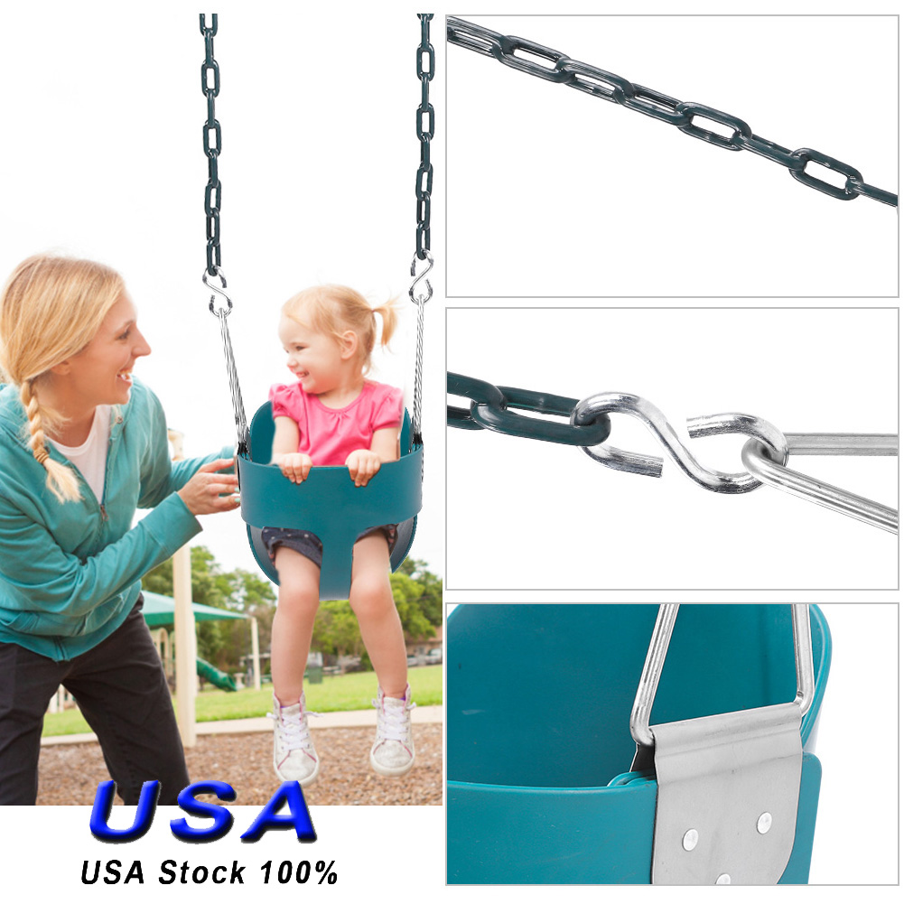 Details About Outdoor Green High Back Half Bucket Toddler Swing Seat W Coated Chain