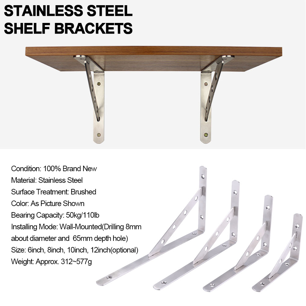 4 Heavy Duty Silver Steel 6”-12” Countertop Support Brackets Corbel Lot L Shelf
