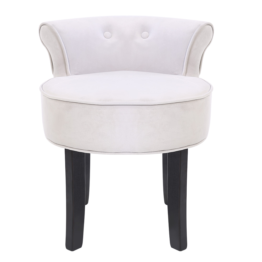 Grey Velvet Dressing Table Stool Black Legs Vanity Upholstered Bedroom