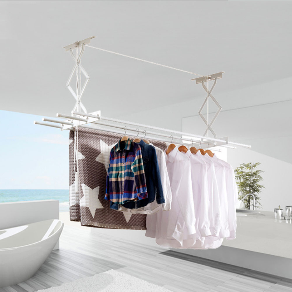 Details About Ceiling Mounted Pulley Clothes Airer Clothes Drying Rack Airer Space Saving