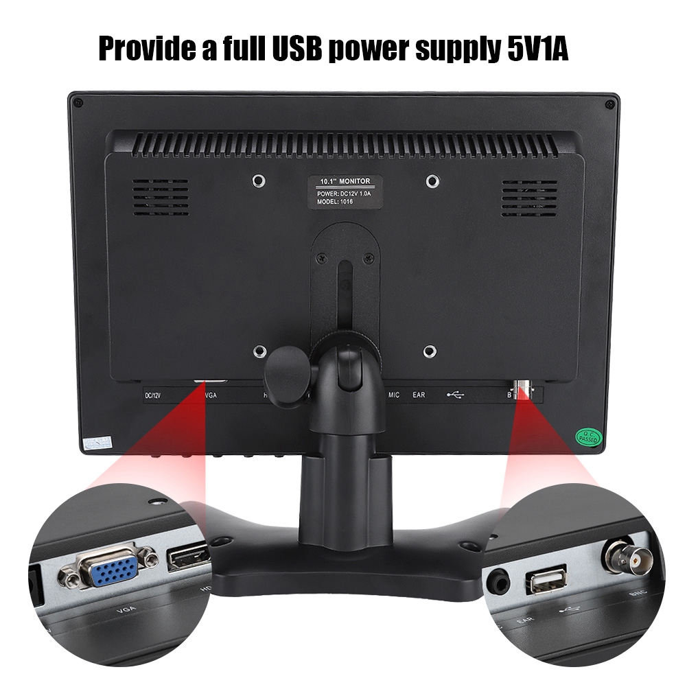10.1inch LCD Display USB//HDMI//RCA//VGA//BNC HD CCTV Security Monitor PC Screen LJ