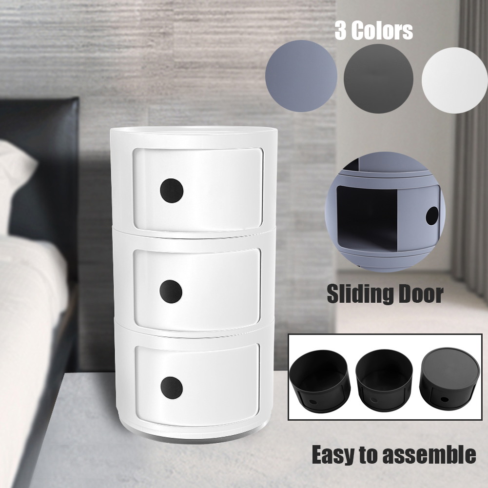 Cabinet 3 Tier Detachable Drawer Bedside End Table Organizer