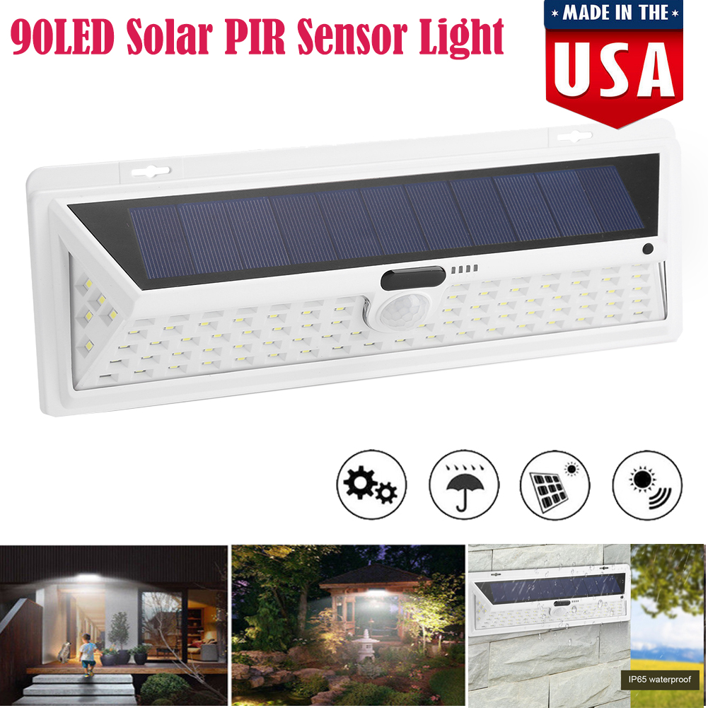Details About Waterproof 90 Led Solar Pir Motion Sensor Wall Light Outdoor Path Security Lamp