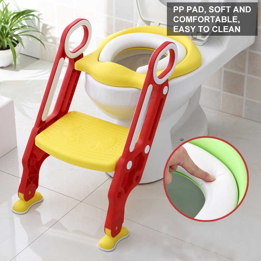 Child Toddler Toilet Chair Kids Potty Training Seat with Step Stool Ladder Soft