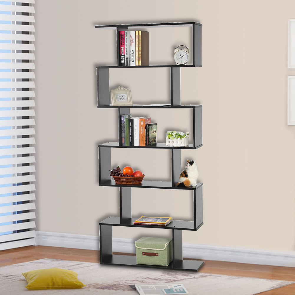 Industrial Style 6 Tier Modern Bookcase Storage Display Unit Bookshelf Furniture