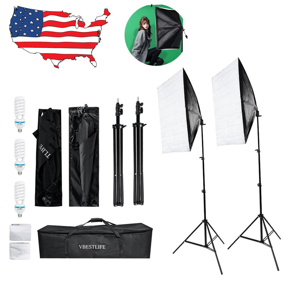 Details About Vbestlife 3 Photography Light 2 Softbox Stand Photo Equipment Studio Kit