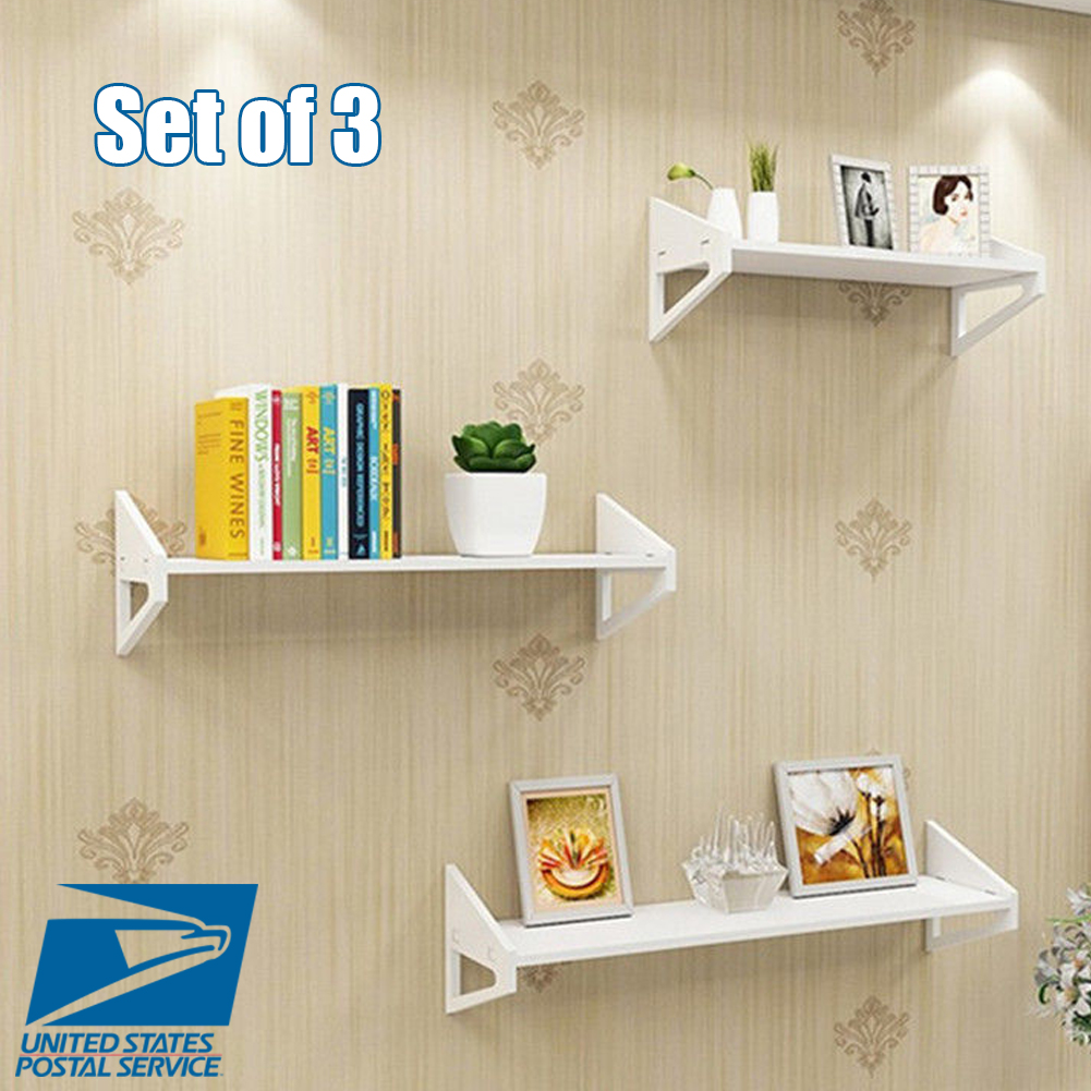 Details About 3pcs Wall Floating Shelf Display Nesting Storage Rack Home Decor Shelves White