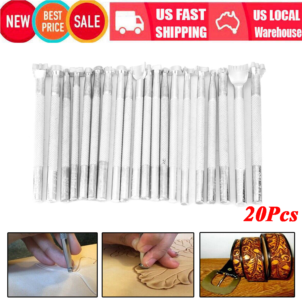 20pcs Leather Puncher Tools Working Saddle Making Set Carving Craft Stamping