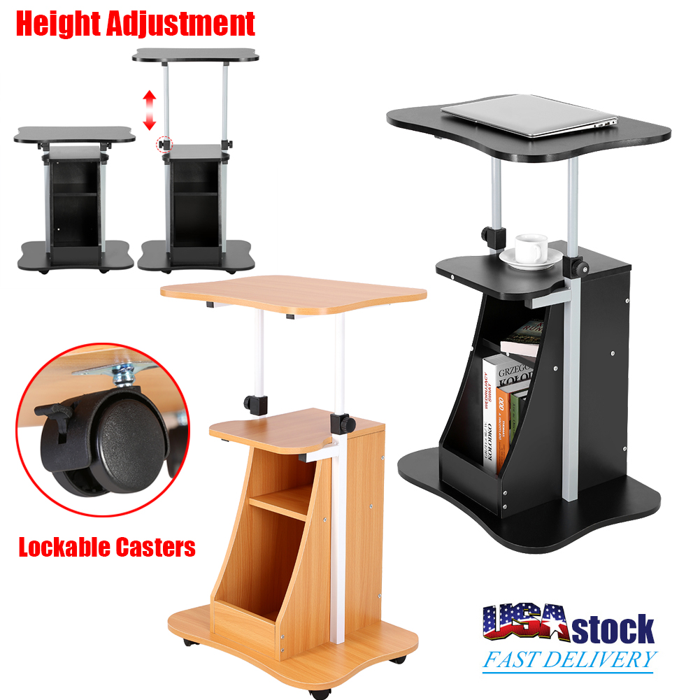 Details About Mobile Laptop Desk Cart Stand Adjule Height Computer Study Table Home Office