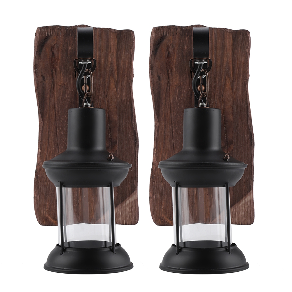 Wandlampe Industriell Retro Wandleuchte Vintage Antik Holz Glas