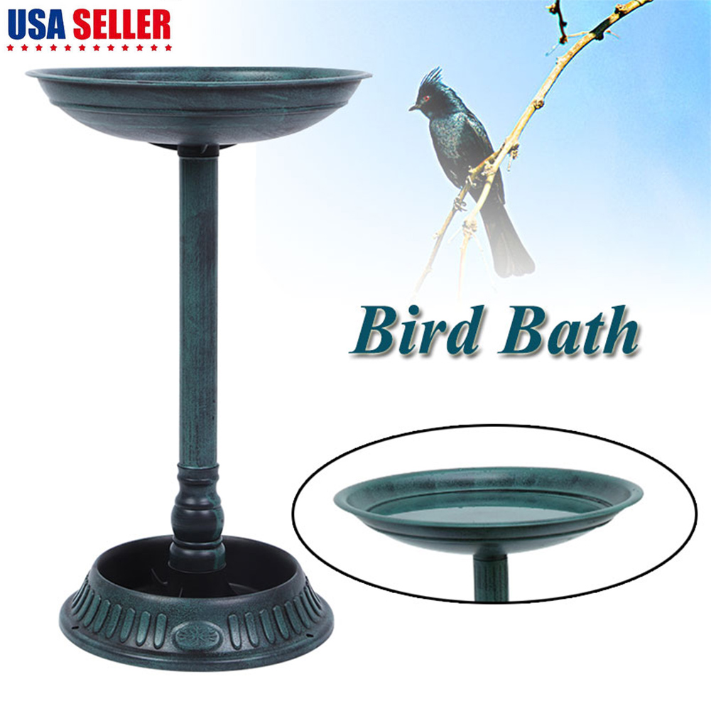 25 Green Pedestal Bird Bath Feeder Freestanding Outdoor Garden