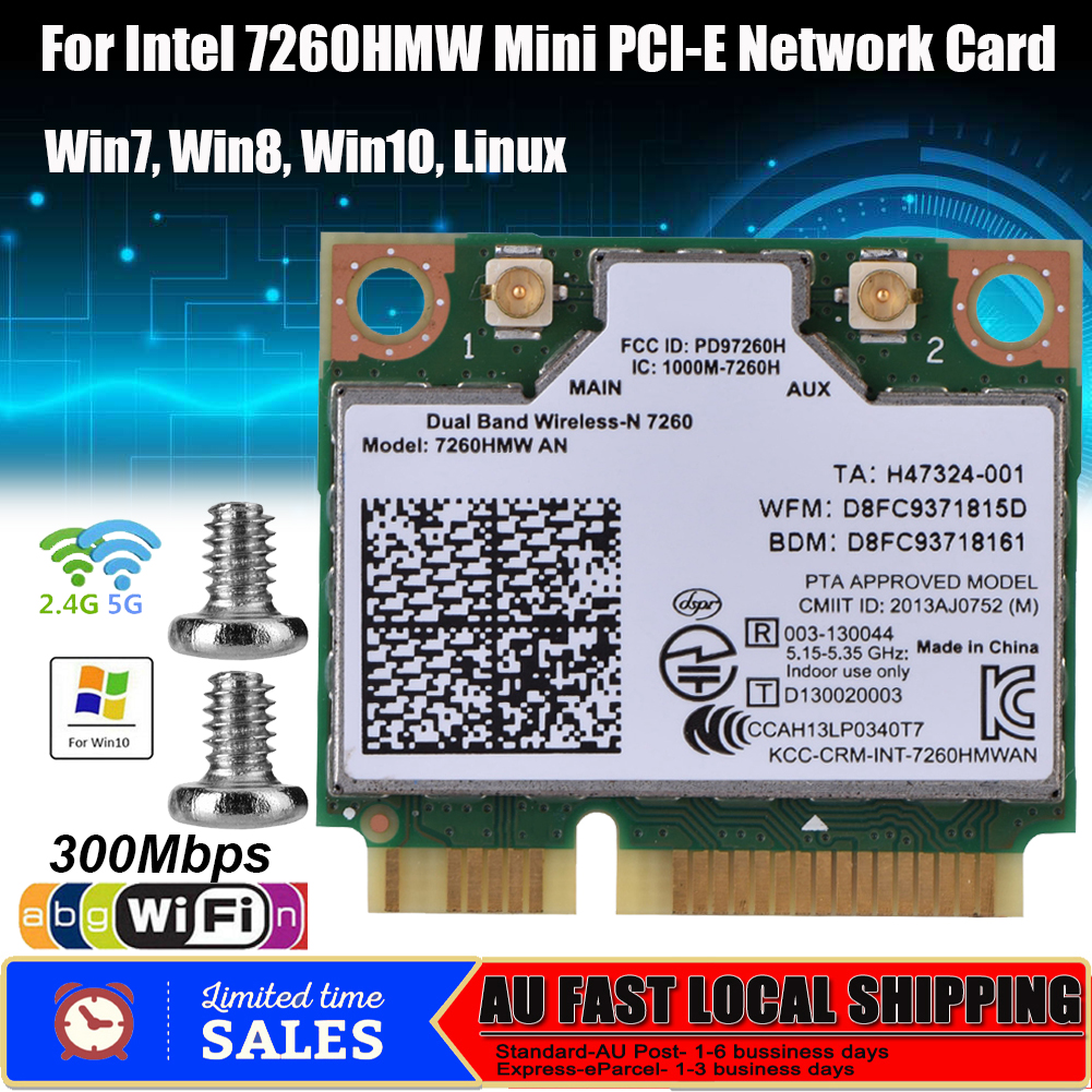 Lot of 10 Dual Band Wireless Intel 7260 7260HMW Mini PCI-E Wifi Card