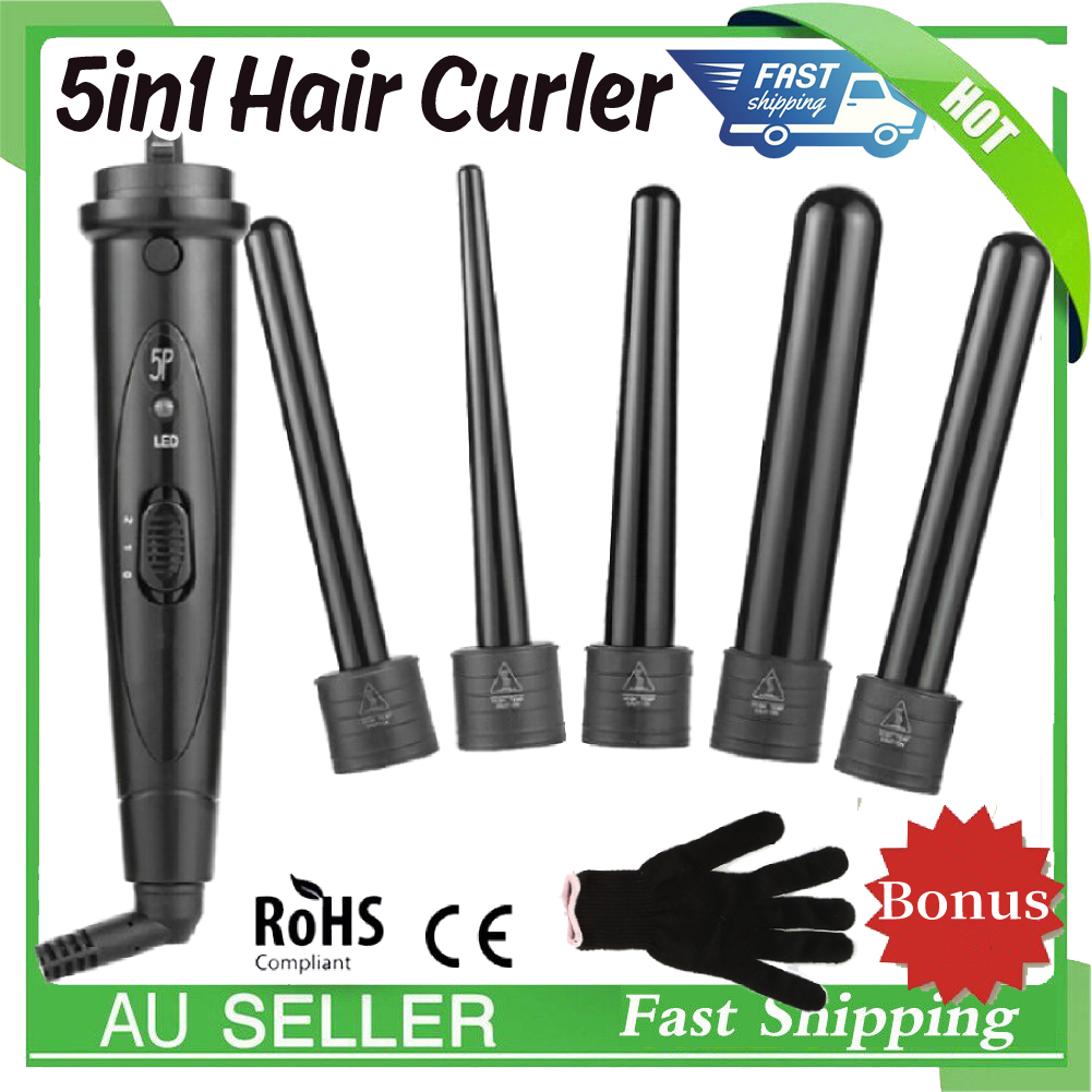 5 In 1 Hair Curling Rod Keratin Argan Curler Wand Nourish