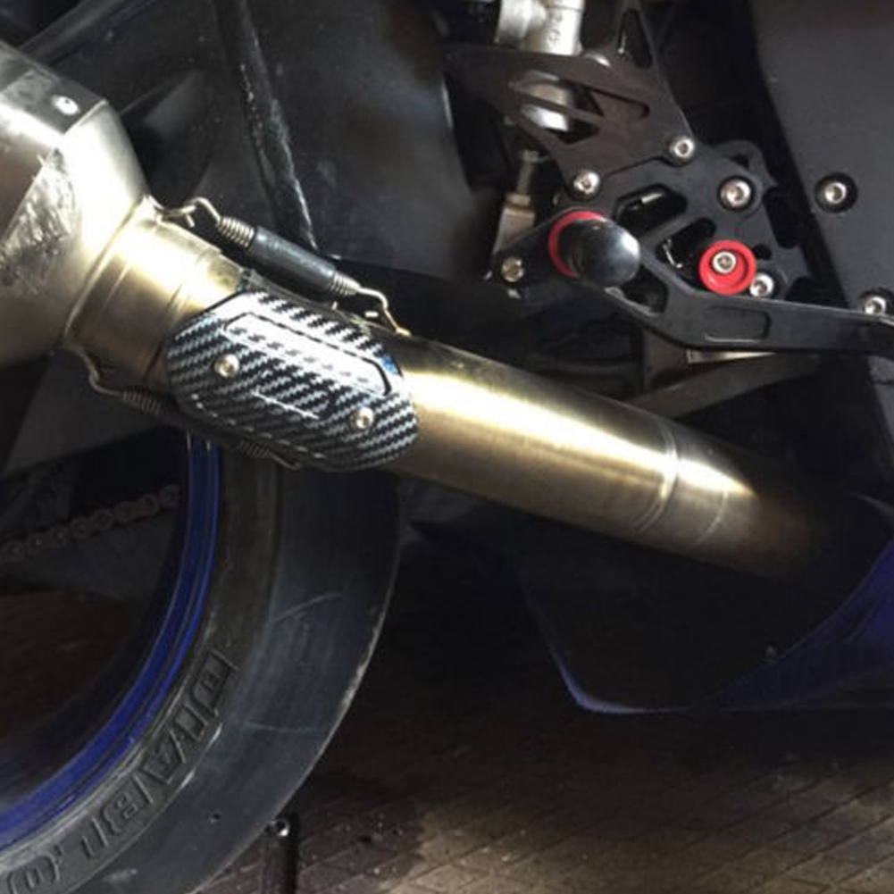 Motorcycle Exhaust Pipe Protector Stainless Steel Motorcycle Exhaust Middle Pipe Heat Shield Link Tube Protector Cover Heel Guard #4