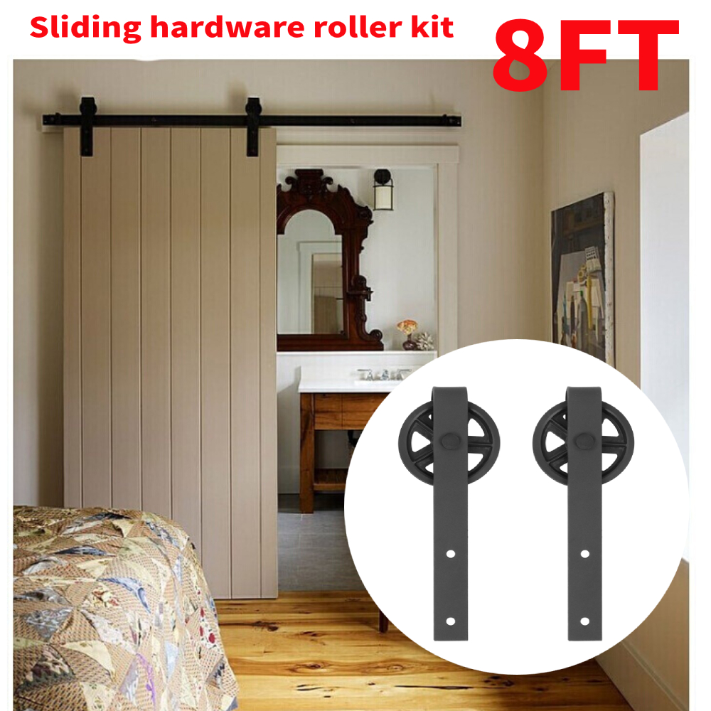 2 44m 8ft Sliding Barn Door Hardware Roller Hangers Track