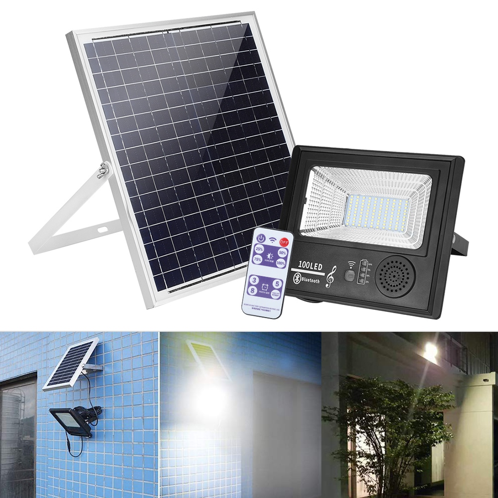 100 LED Solarpanel Strahler IP67 Wasserdichter Scheinwerfer mit Fernbedienung