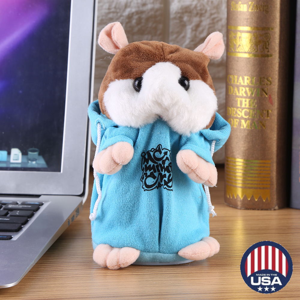 Cheeky Hamster Repeats What You Say Electronic Pet Talking Plush Toy Cute Blue