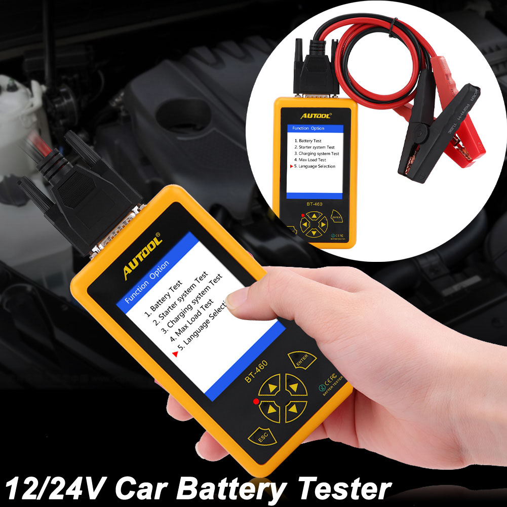 Black Analyzer for 12V Vehicle 24V Heavy Duty Trucks Acid-Resistant ABS Plastic Shell Support Multi-Languages Battery Tester,4 Inch TFT Colorful Display Car Battery Tester Yellow