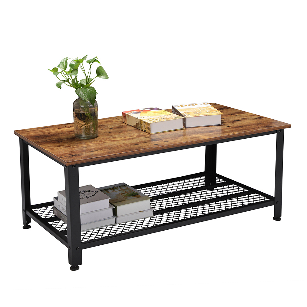 Details About Industrial 2 Tier Side Table Coffee Tail With Storage Shelf Uk