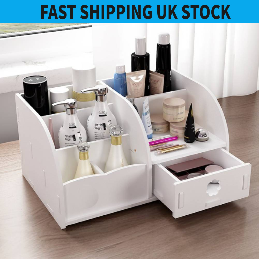 Cosmetic Make Up Makeup Drawer Pen Desk Tidy Storage Box Wooden