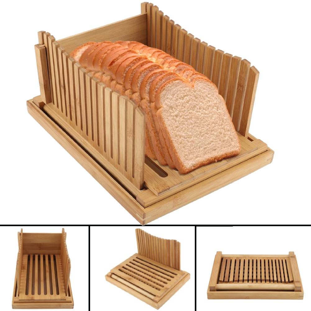 Wooden Bread Slicer Cutter Loaf Mold Toast Peeler Cutting Slicing Guide