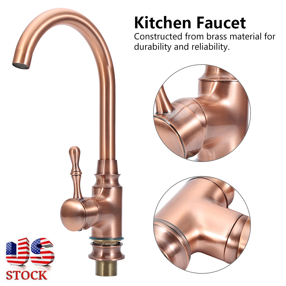 Details About Traditional Retro Brass Kitchen Faucet Spout Single Handle Sink Spray Mixer Tap