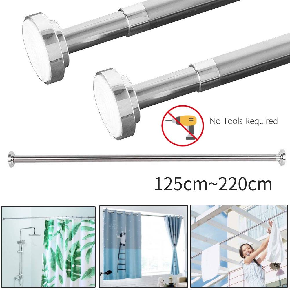 Extendable Telescopic Shower Curtain Pole Rail Bathroom Door Window Wardrobe Rod