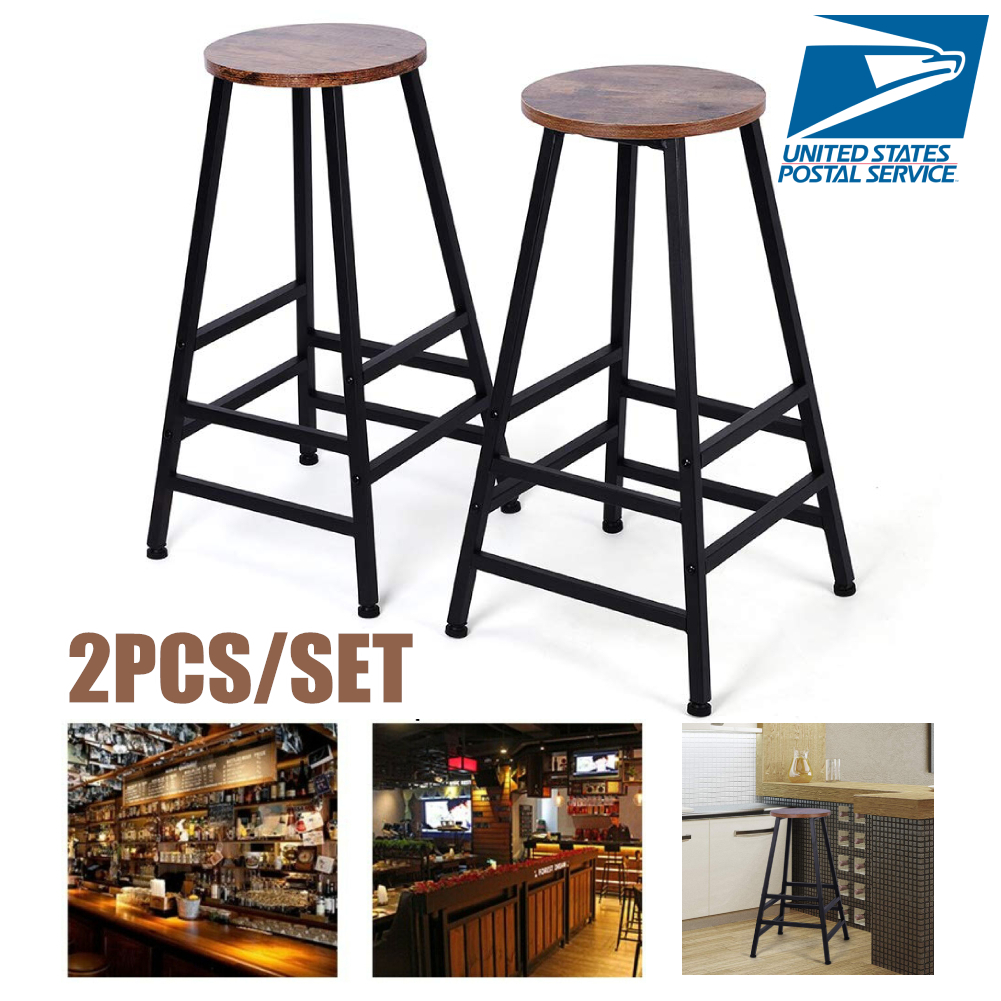 2pcs Set Counter Height Bar Stools Cafes Pub Home Kitchen Chairs