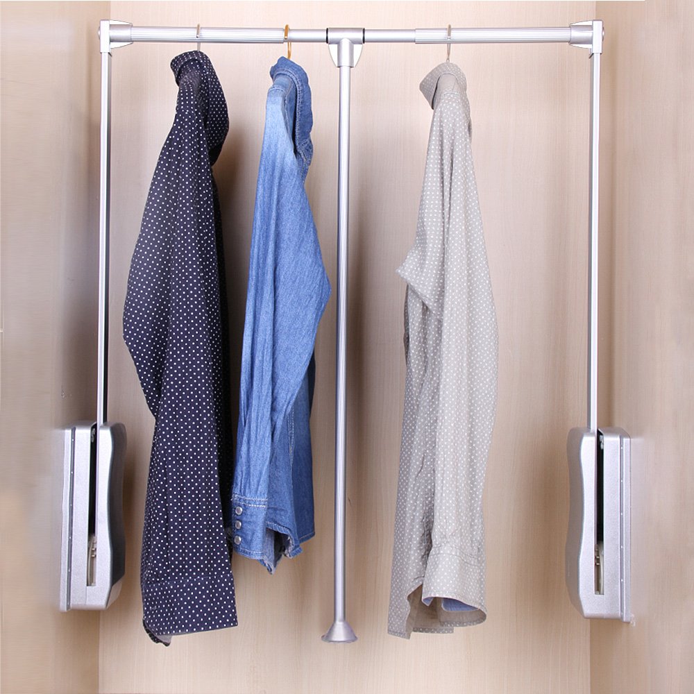 Adjustable Lift Pull Down Wardrobe Rail 490 1245mm Clothes