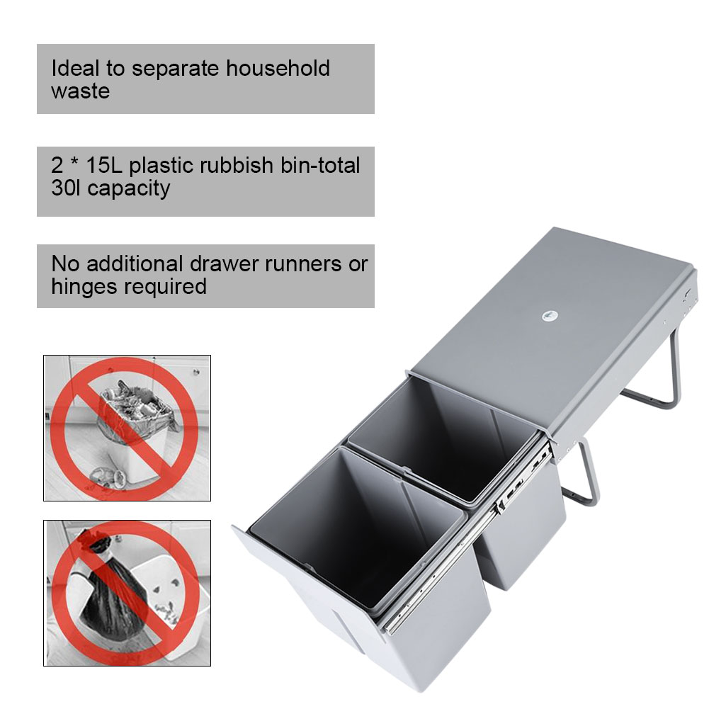 Abfallbehälter Küchenschrank Einbau-Mülleimer Mülltrennung 30L Eimer