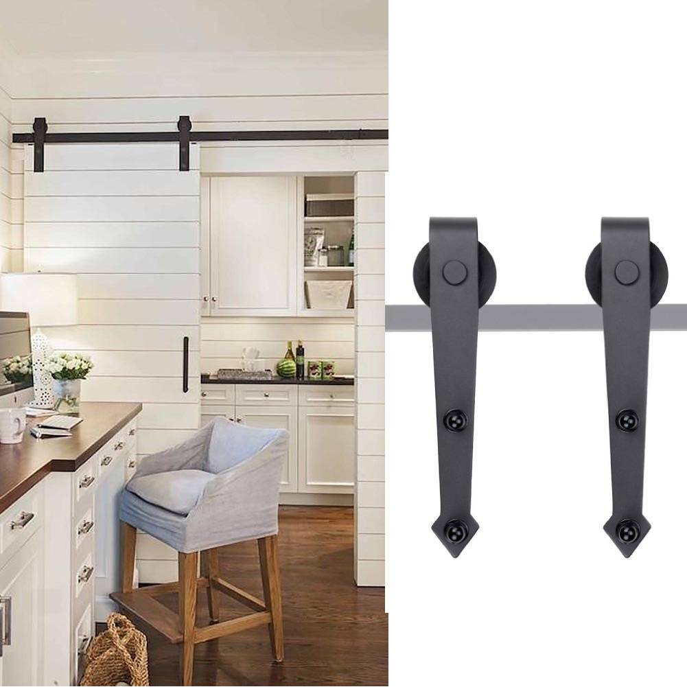 6ft Sliding Barn Door Hardware Carbon Steel Kit Gear Roller Hanger