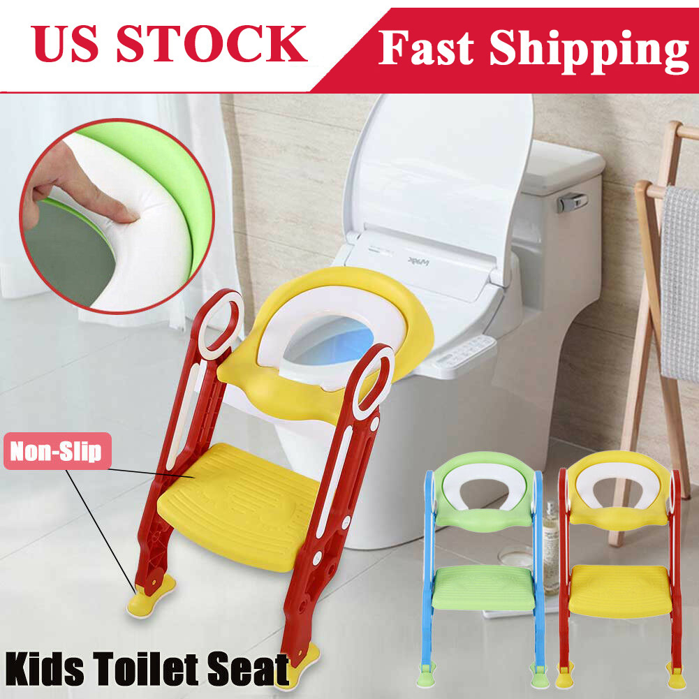 Child Toddler Toilet Chair Kids Potty Training Seat with Step Stool Ladder Soft