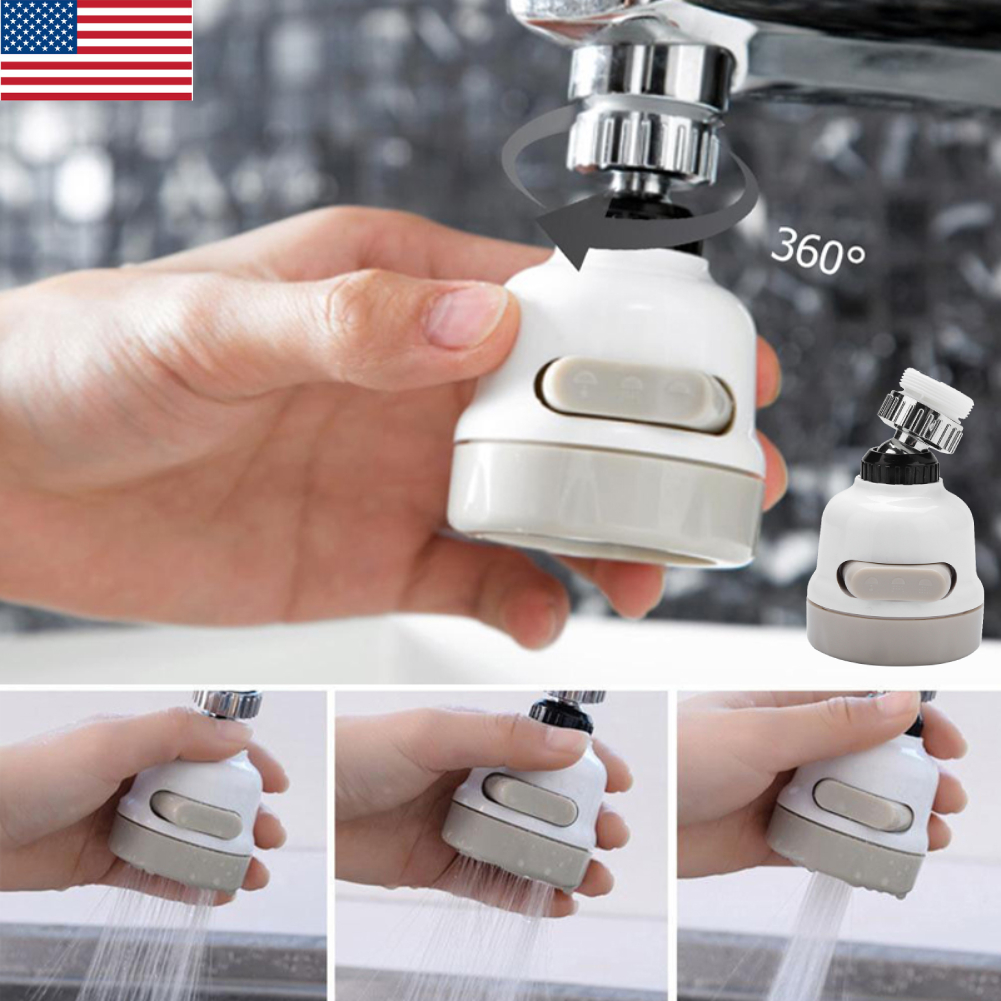 Details About 360 Kitchen Bathroom Faucet Spray Sink Tap Head Splash Filter Nozzle 3 Modes Us