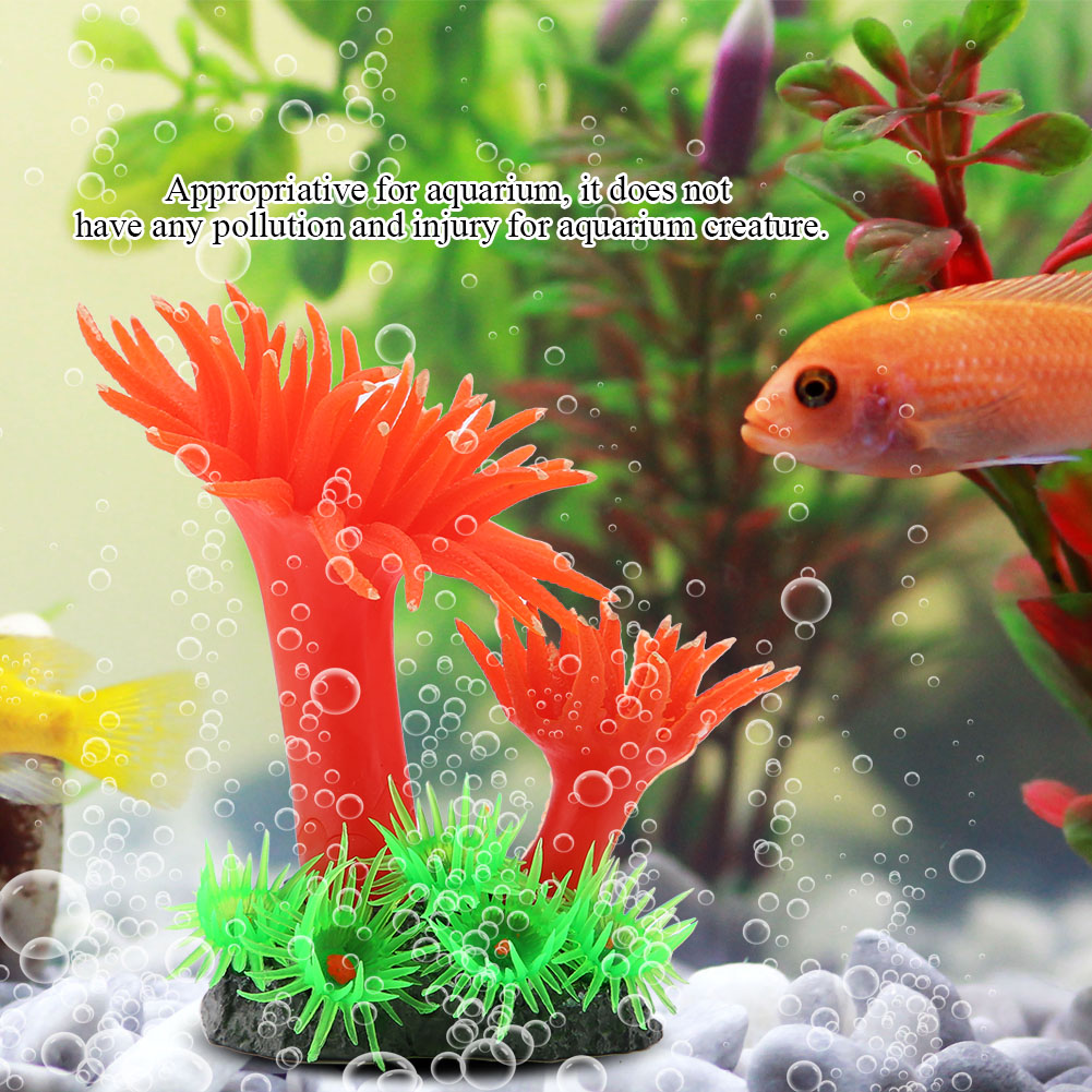 Yellow Artificial Aquarium Fish Tank Decoration Silicone Sea Anemone Artificial Fish Tank Ornament Decors