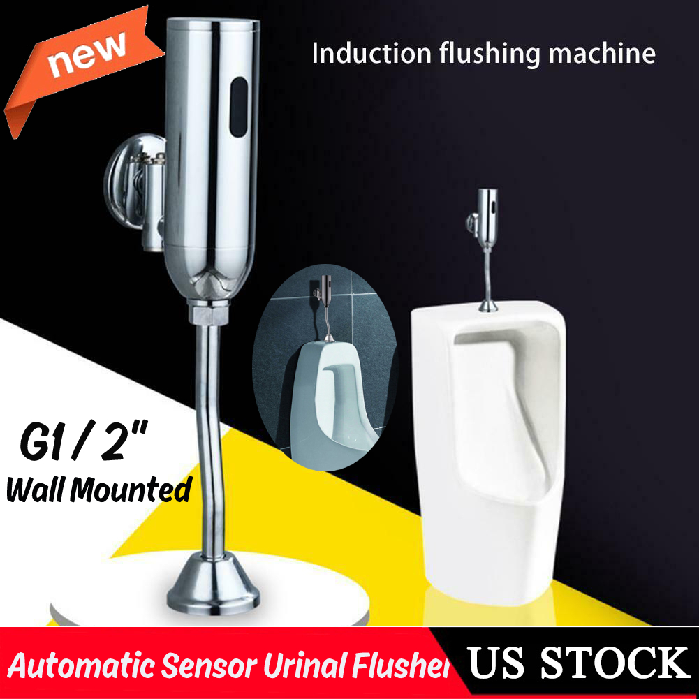 Wall Mounted Automatic Urinal Sensor Flush Valve Chrome Bathroom Faucet