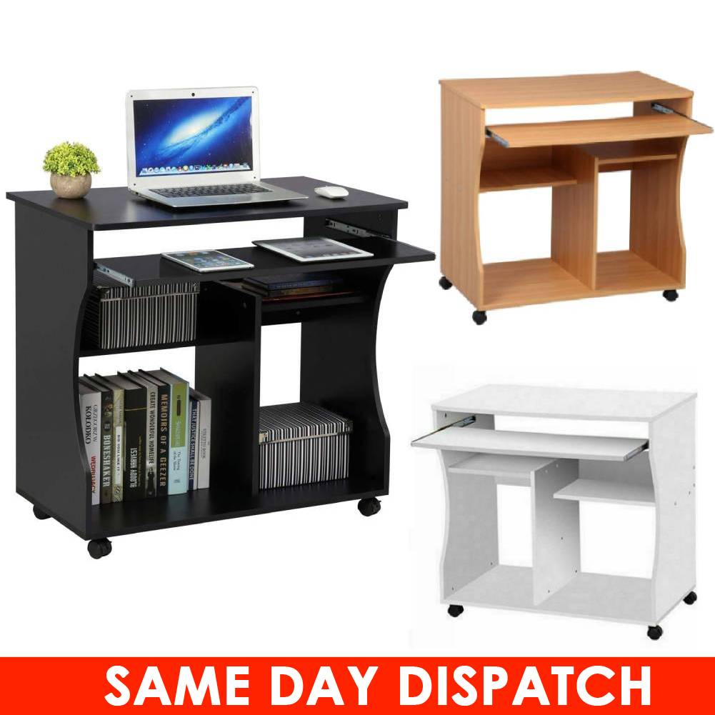 Details About Modern Space Saver Computer Desk Pc Table Wheels Home Office Furniture 2 Types