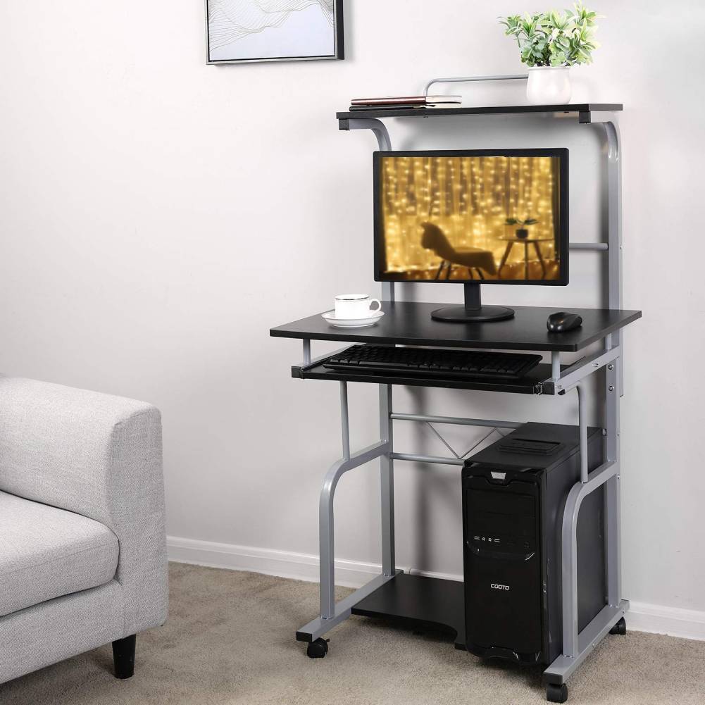 Corner Computer Desk Small Spaces On Wheels Pc Table With Printer