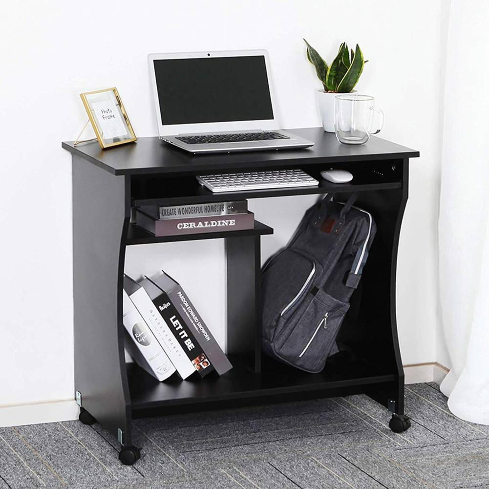 Details About Black Corner Computer Desk Shelves Home Office Study Pc Writing Table Small Uk