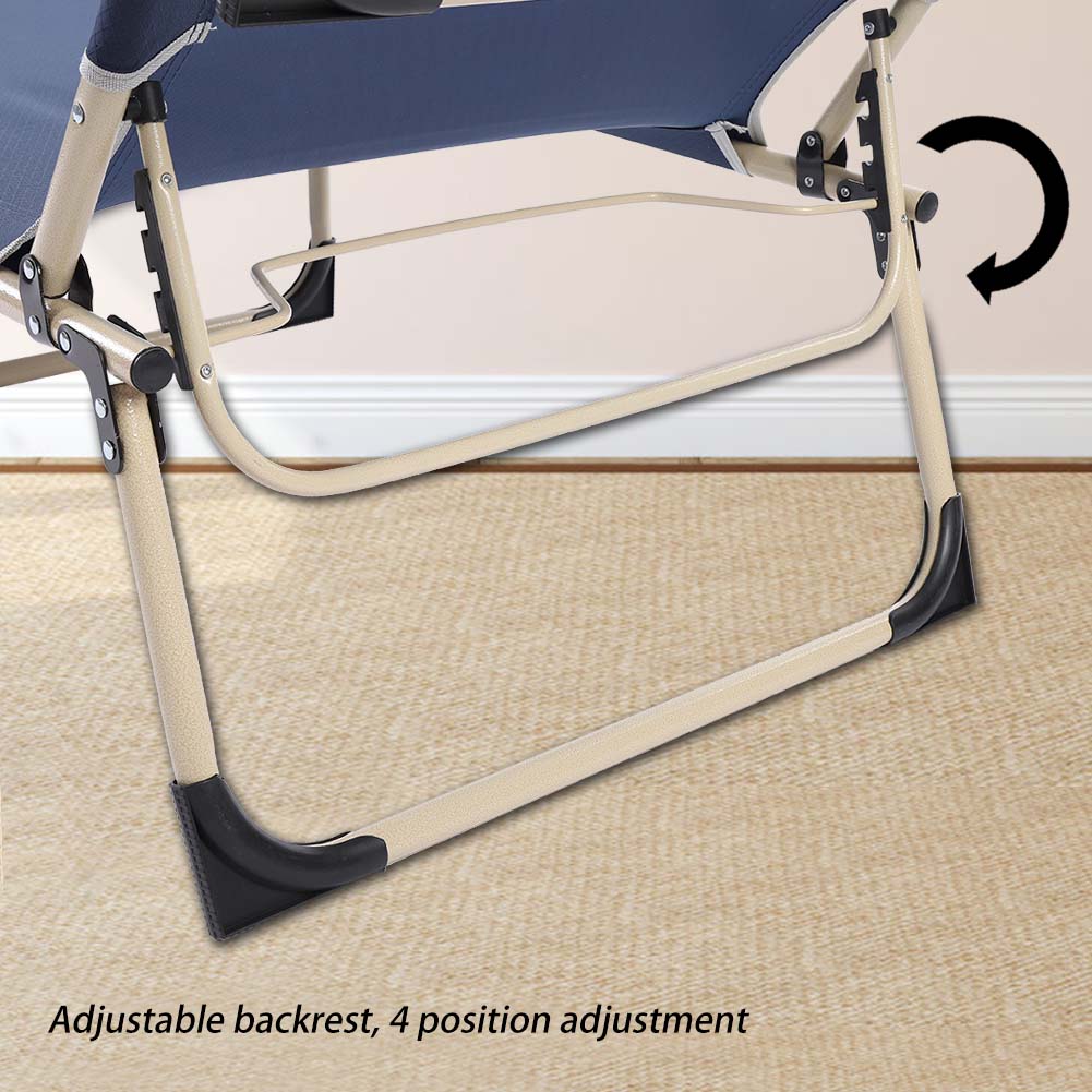 Dlandhome 2 In 1 Folding Chair Foldable Lounge Chair With Adjustable Backrest Grey