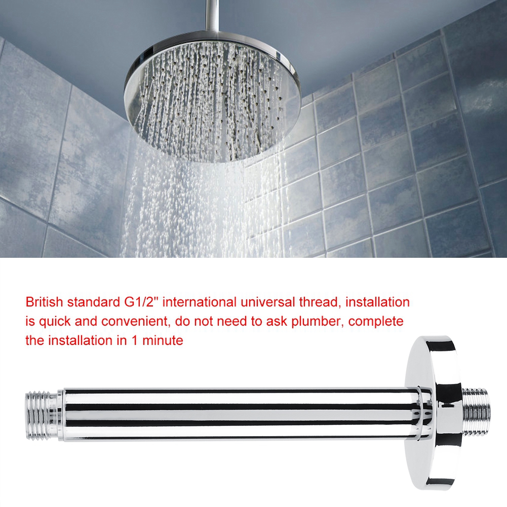6" 15cm Wall Shower Head Extension Pipe Long Stainless Steel Arm