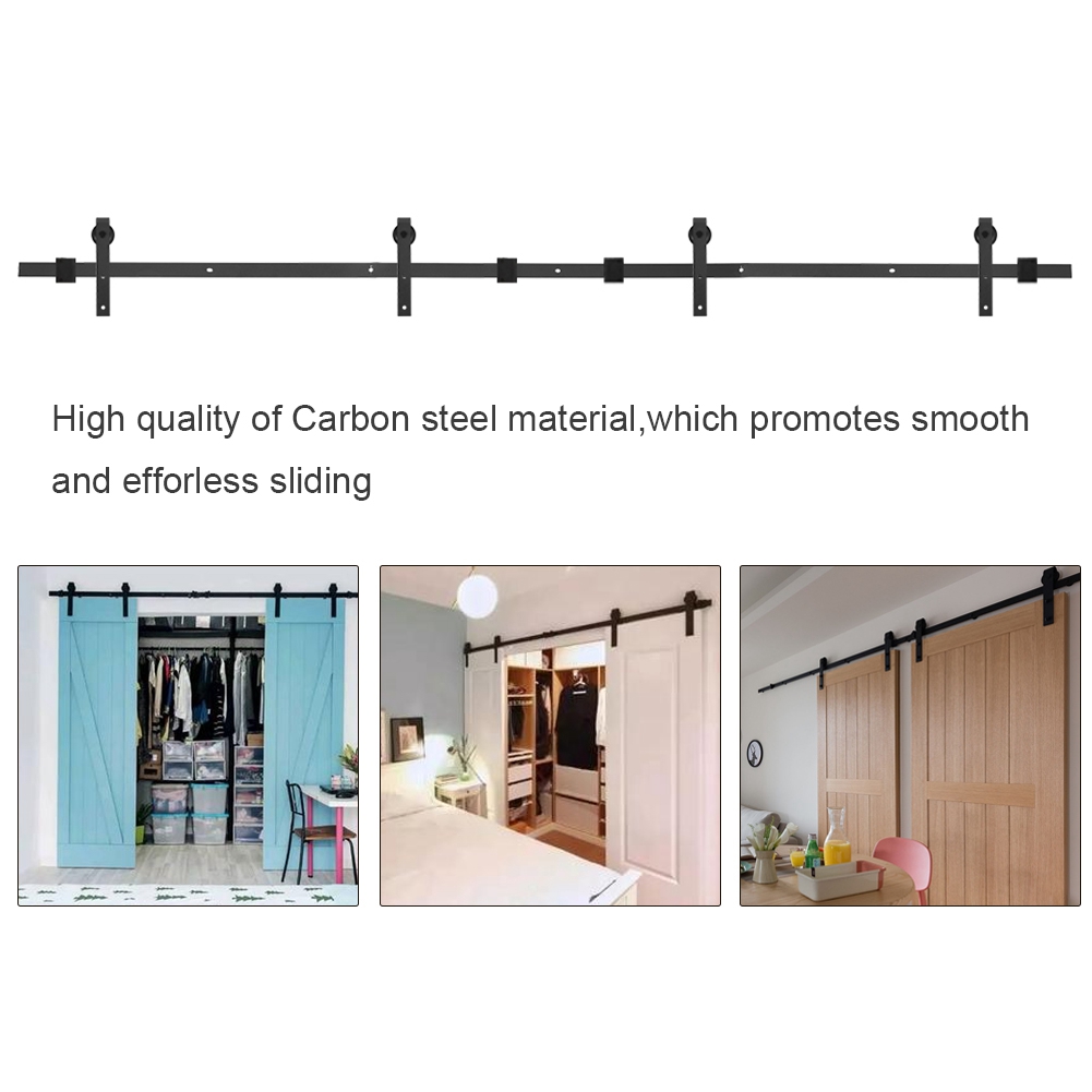 8ft Sliding Barn Wood Double Door Hardware Steel Slide Closet Rail