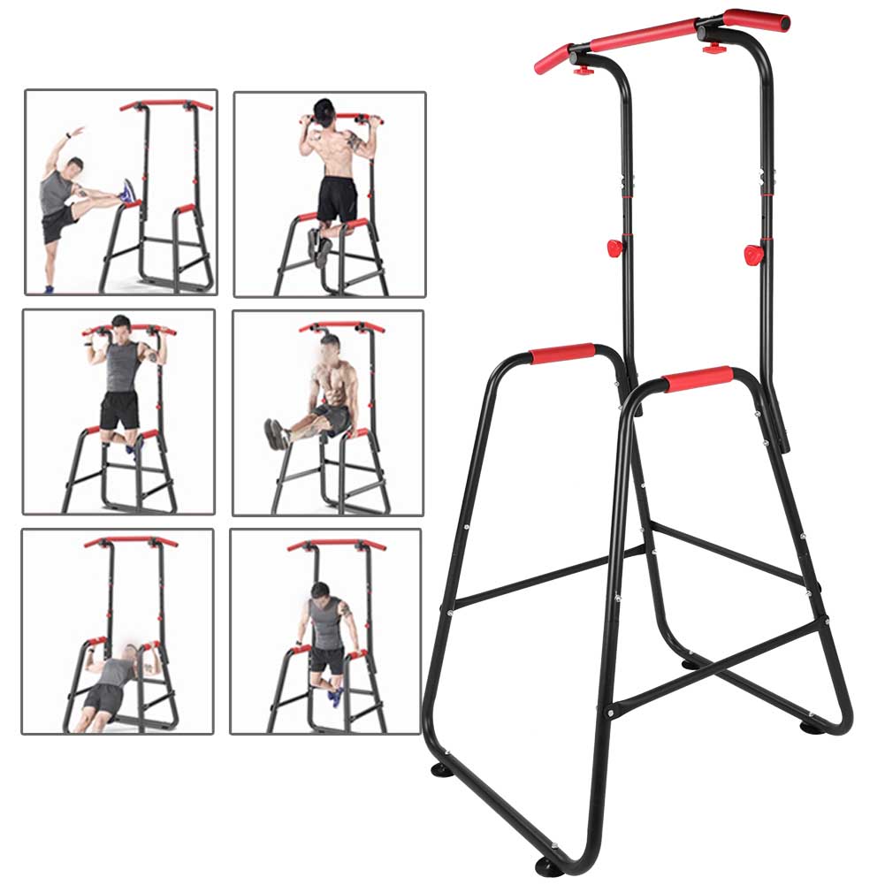 Adjustable Chin Up Stand Pull Up Bar Dip Power Tower Home Gym Fitness