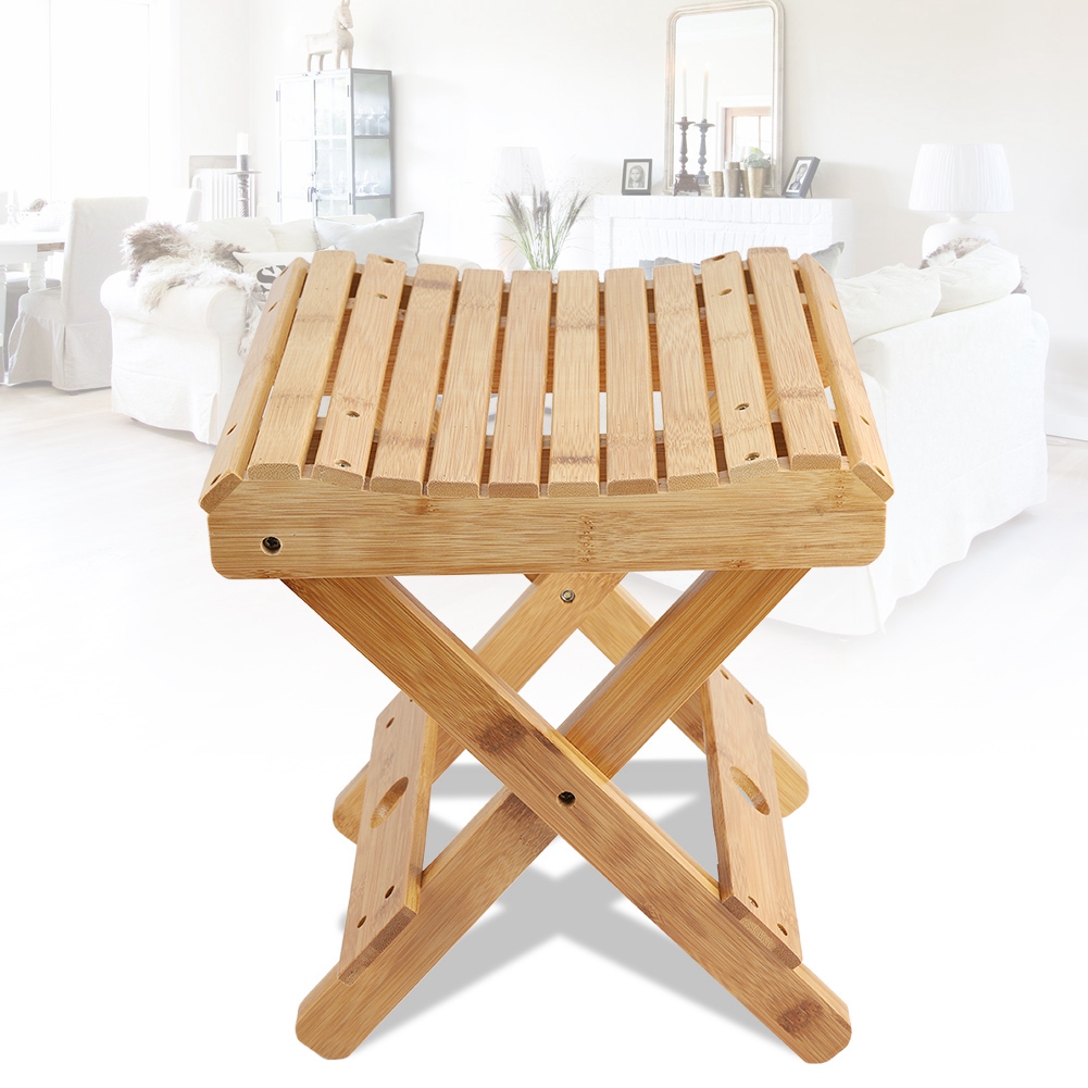 Details About Bamboo Folding Picnic Fishing Camping Chair Shower Stool Bench Foot Rest Stool