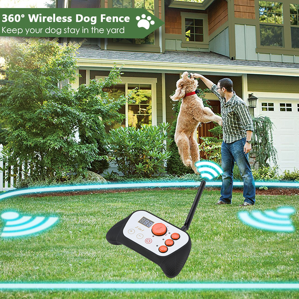 wireless pet dog fence containment system waterproof shock transmitter collar manual