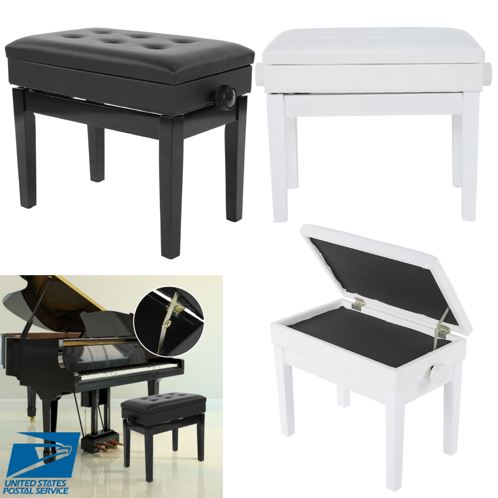 Adjustable Height Piano Bench Pu Padded Seat Bench Keyboard