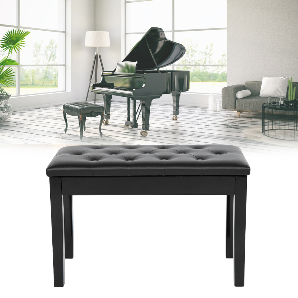 Piano Music Keyboard Padded Seat Leather Duet Double Storage Chair Stool Bench 703633652676 eBay